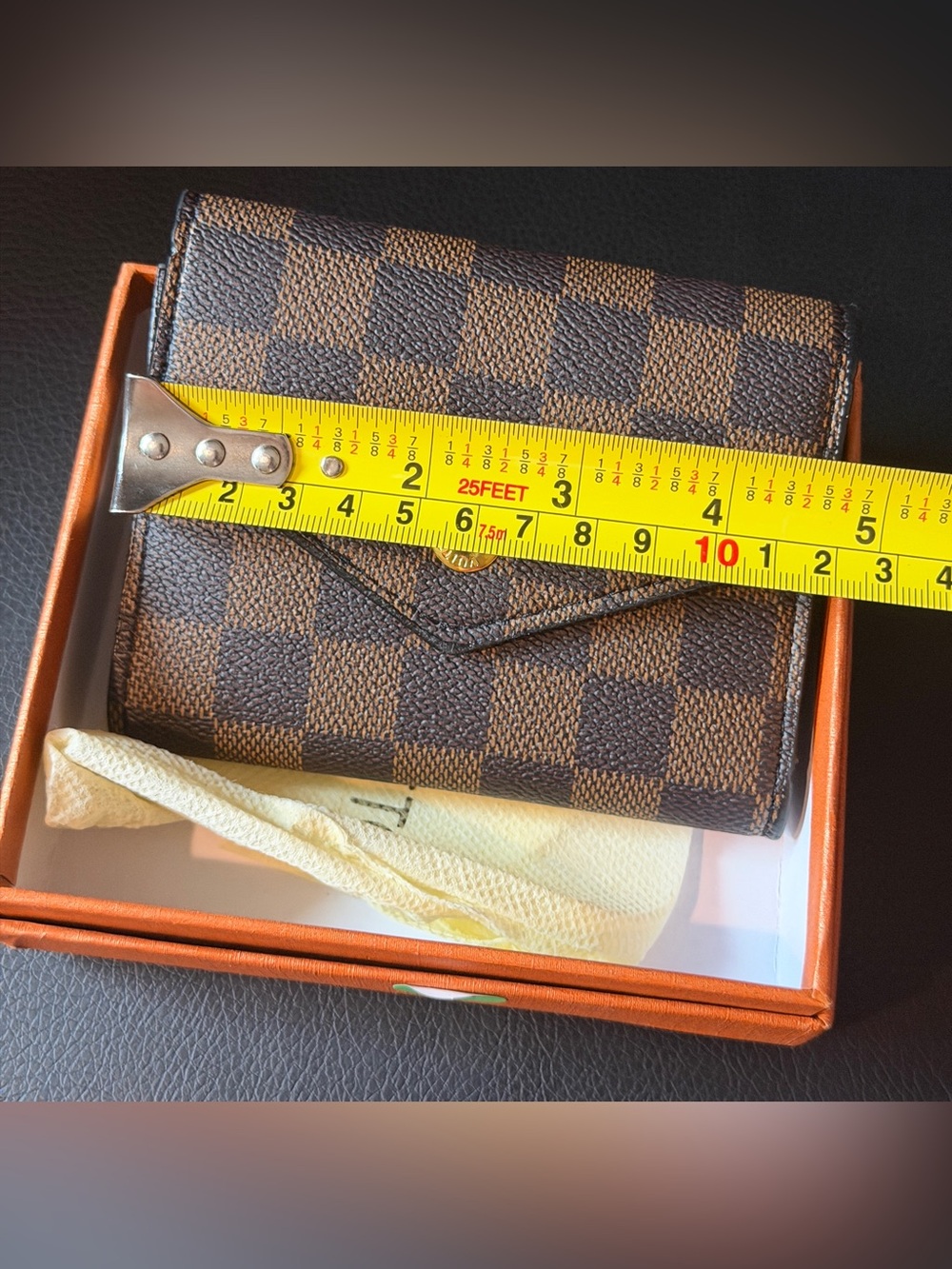 Brown Checkered Women's Wallet
